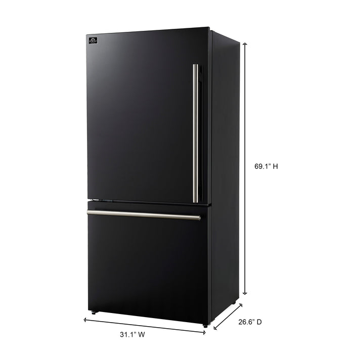 FORNO Espresso Milano 62" 34.4 cu. ft. Side-By-Side Refrigerator with Ice Maker in Black with Silver Accents, FFFFD1787-60BLK