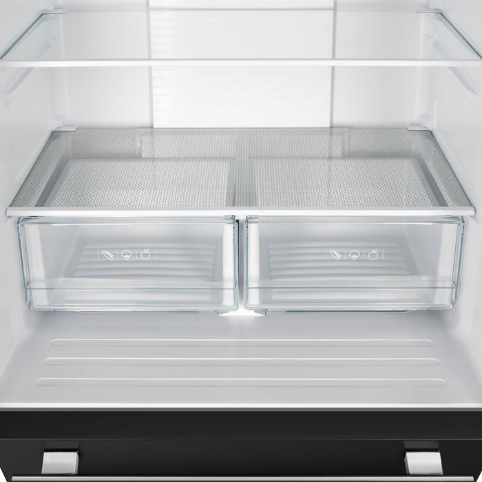 FORNO Espresso Gallipoli 30" 17.5 Cu. Ft. Refrigerator with Ice Maker in Black with Silver Handles, FFFFD1974-31BLK