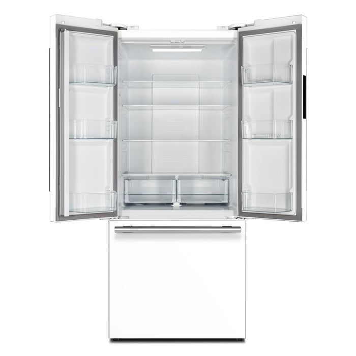 FORNO Espresso Gallipoli 30" 17.5 Cu. Ft. Refrigerator with Ice Maker in White with Silver Handles, FFFFD1974-31WHT