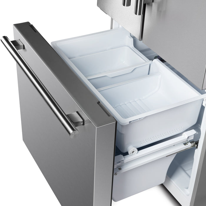 FORNO Gallipoli 34" 17.5 cu. ft. French Door Built-In Refrigerator in Stainless Steel with Ice Maker and Grill Trim Kit, FFFFD1974-35SG