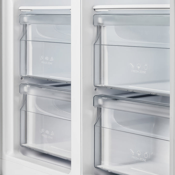 FORNO Salerno 37" 15.6 cu. ft. Side-by-Side Built-In Refrigerator in Stainless Steel and Modern Trim Kit, FFRBI1805-37MG