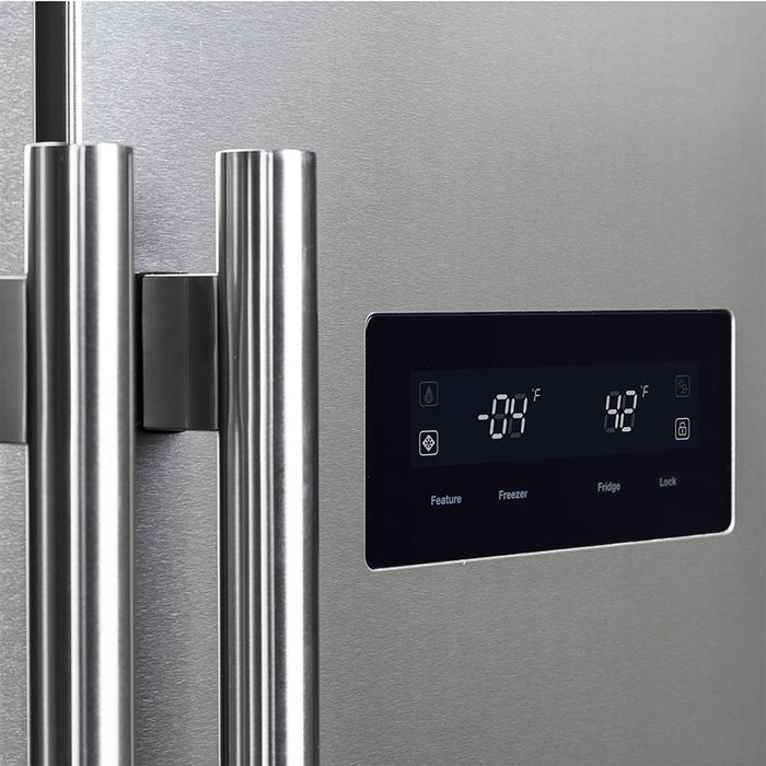 FORNO Salerno 37" 15.6 cu. ft. Side-by-Side Built-In Refrigerator in Stainless Steel and Grill Trim Kit, FFRBI1805-37SG