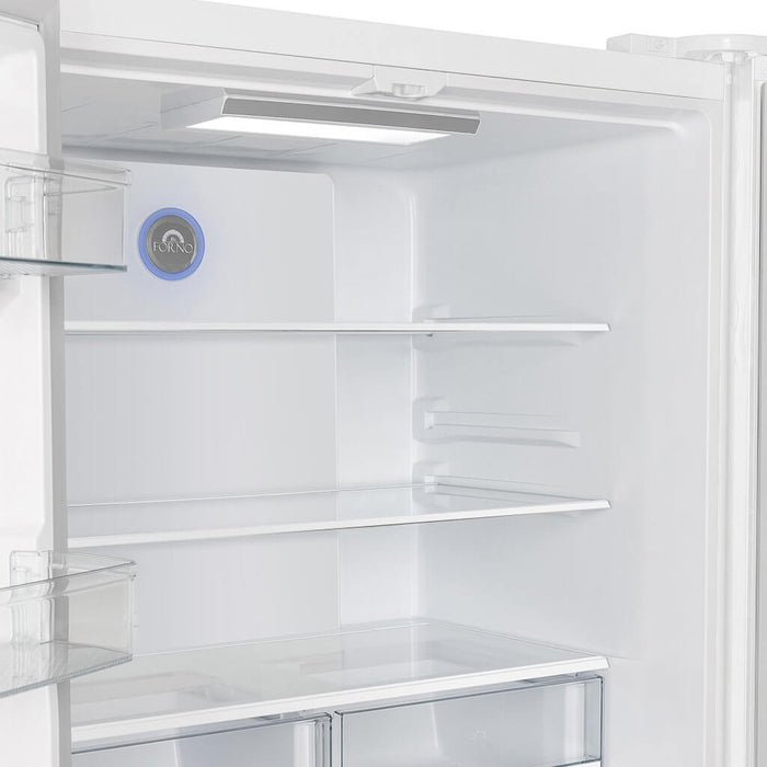 FORNO Espresso Moena 36" 19.2 cu. ft. Refrigerator with Ice Maker in White with Silver Handles, FFRBI1820-36WHT