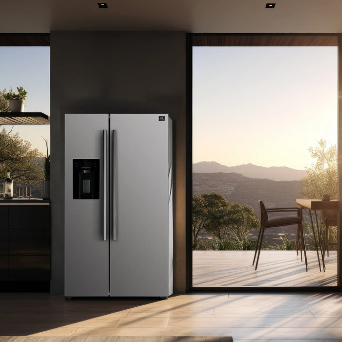 FORNO Appliance Package - 36" Gas Range with Built-In Temperature Gauge and 36" Refrigerator with Ice Maker, FBDL-021-03CAUS
