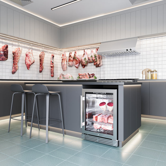 FORNO Asciutto 24" 4.41 cu.ft  Dry Aging Cabinet with LED Lighting and Adjustable Shelves in Stainless Steel, FFSDA6840-24