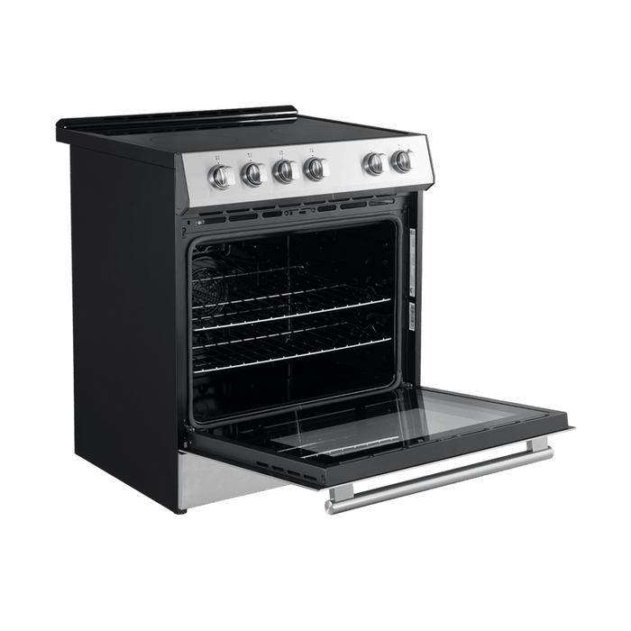 FORNO Espresso Package - 30" Electric Range, Range Hood and Dishwasher in Stainless Steel with Silver Handles