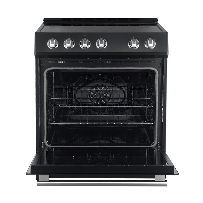 FORNO Espresso Leonardo 30" 5 cu. ft. Electric Range in Black with Silver Handles, FFSEL6012-30BLK