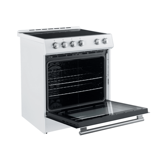 FORNO Espresso Package - 30" Electric Range and Range Hood in White with Silver Handles, FBDL-002-03US