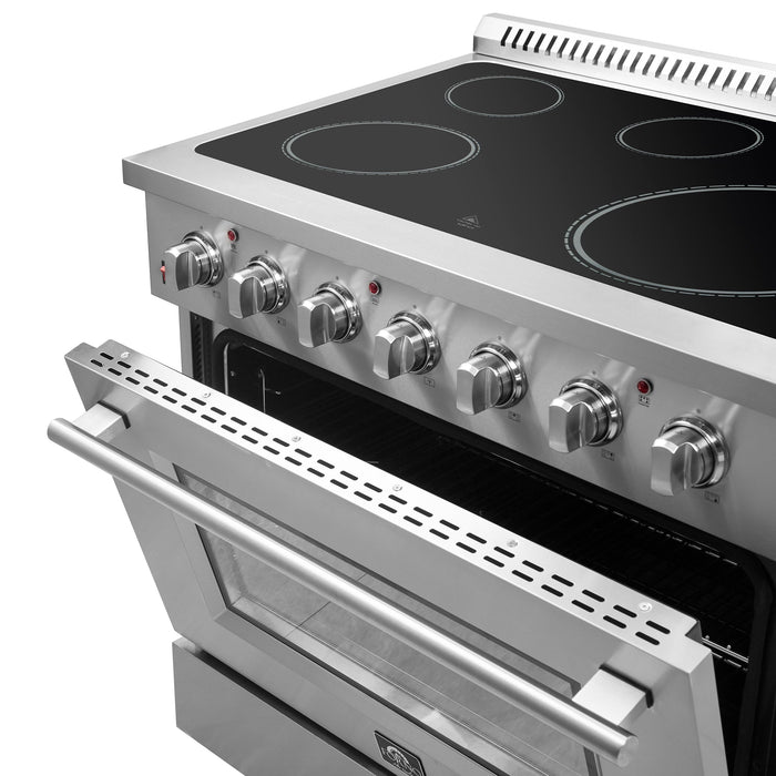 FORNO Galiano 36" 5.36 cu. ft. Freestanding Electric Range with 5 Elements in Stainless Steel, FFSEL6083-36