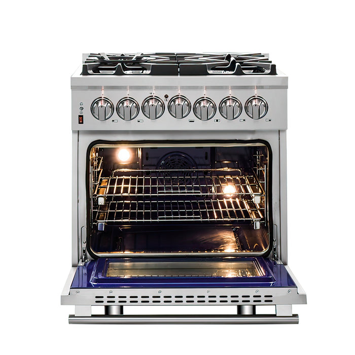 FORNO Appliance Package - 30" Dual Fuel Range, Dishwasher, 60" Refrigerator, AP-FFSGS6125-30-W-5
