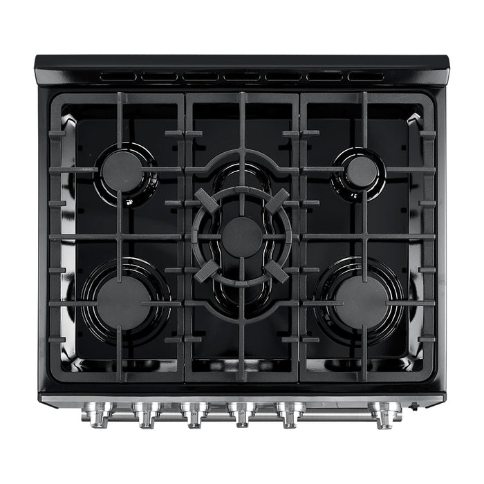 FORNO Espresso Leonardo 30" 5 cu. ft. Gas Range in Stainless Steel with Silver Handles, FFSGS1116-30