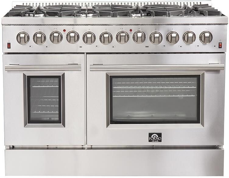 FORNO Appliance Package - 48" Dual Fuel Range, Dishwasher, 48" Refrigerator, Microwave Drawer, AP-FFSGS6156-48-12