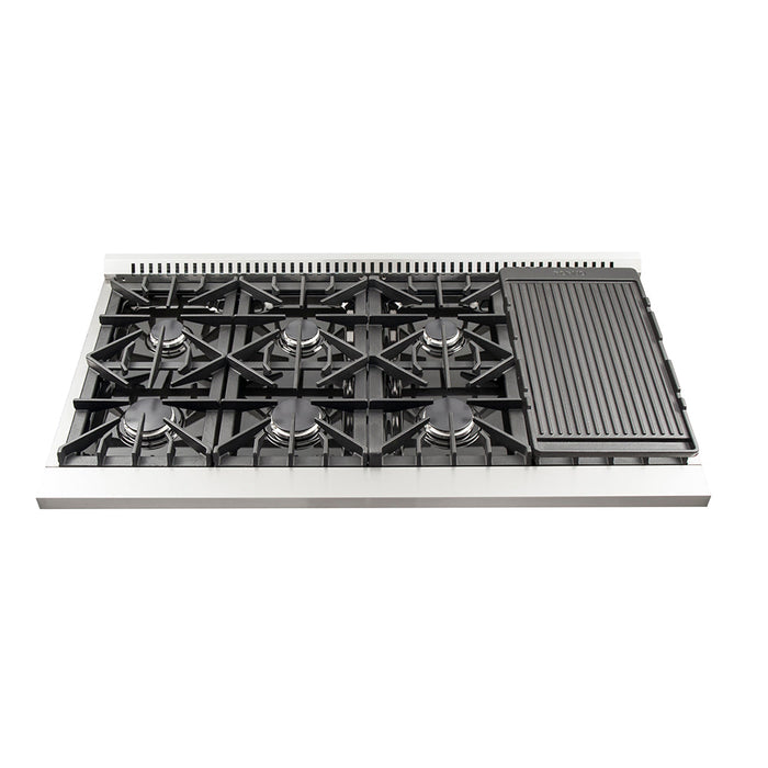 FORNO Galiano 48" 6.58 cu. ft. Gas Range with 8 Italian Burners in Stainless Steel, FFSGS6244-48