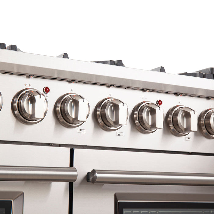 FORNO Capriasca 48″ 6.58 cu. ft. Gas Range with 8 Italian Burners in Stainless Steel, FFSGS6260-48