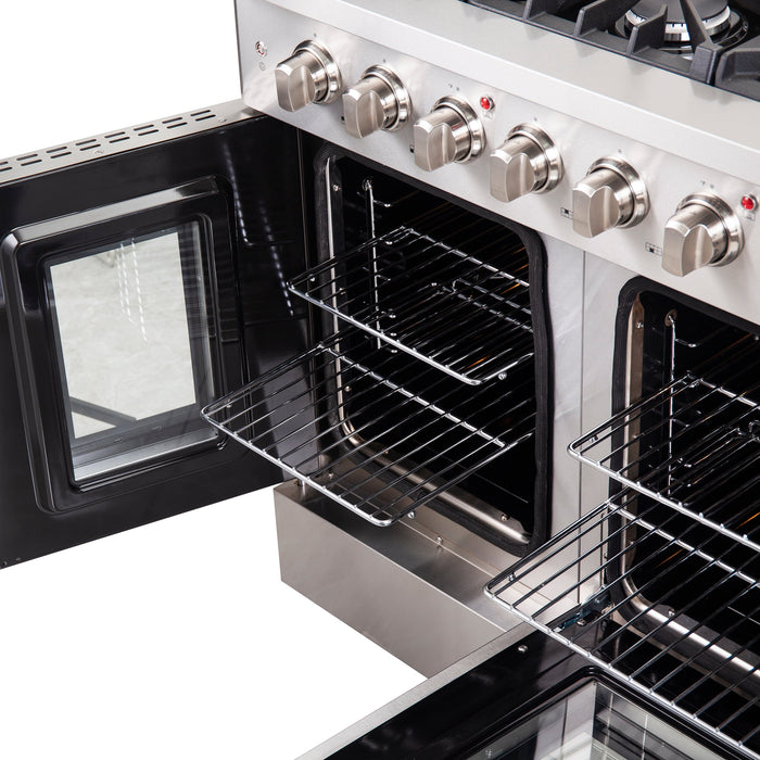 FORNO Galiano 48" 6.58 cu. ft. Freestanding Gas Range with French Door and 8 Burners, FFSGS6444-48