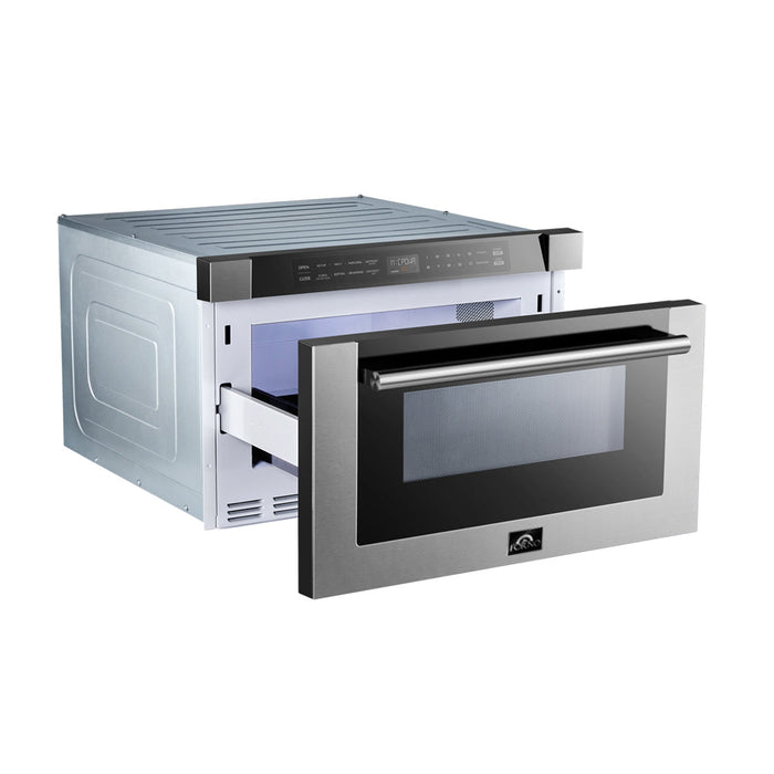 FORNO Capoliveri 24" 1.2 cu. ft. Built-In Microwave Drawer in Stainless Steel, FMWDR3000-24