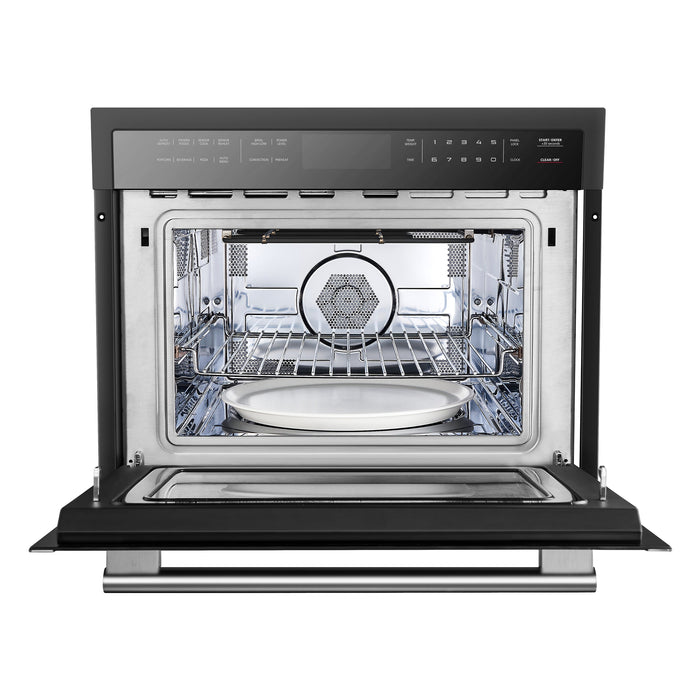 FORNO Espresso Oliena 24" 1.6 cu. ft. Built-In Microwave Oven in Black with Silver Handles, FMWDR3093-24BLK