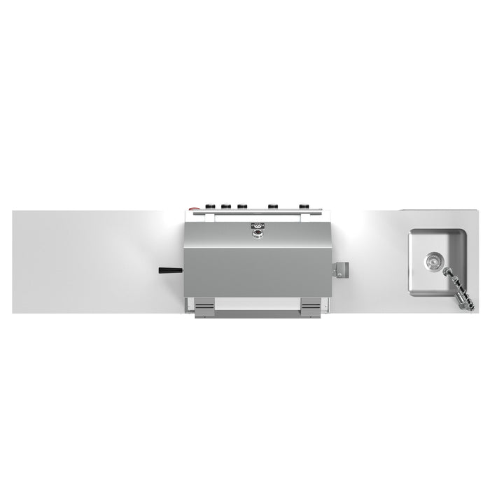 FORNO Bulnes Outdoor Kitchen - 30" BBQ, 60,000 BTU, 3 Burners with Sear & Rotisserie Infrared Burners, Stainless Steel Outdoor Kitchen with 1.8 cu.ft. Beverage Center and Black Granite Countertops