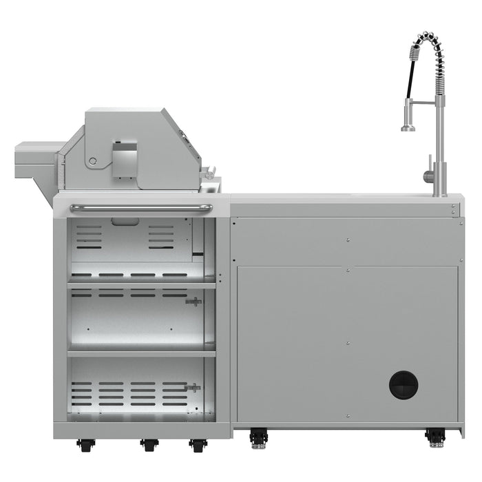 FORNO Bulnes Outdoor Kitchen - 40" BBQ, 95,000 BTU, 5 Burners, Sear & Rotisserie Infrared with Side Burner, Stainless Steel Outdoor Kitchen with 1.8 cu.ft. Beverage Center & White Sintered Stone Countertops