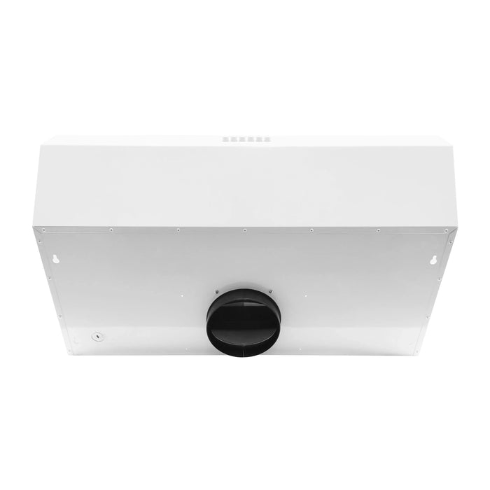Forno 30-Inch Bari Espresso Under Cabinet Range Hood with 400 CFM in White with Antique Brass Trim (FRHUC5255-30WHT)