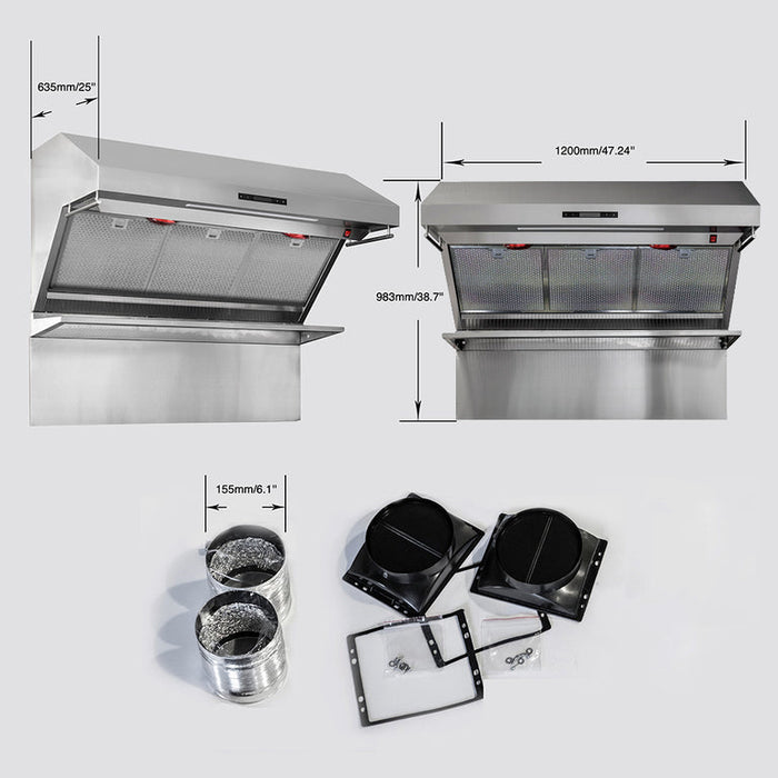 FORNO Appliance Package - 48" Dual Fuel Range, 48" Range Hood, Dishwasher, 48" Refrigerator, Microwave Drawer, AP-FFSGS6156-48-13
