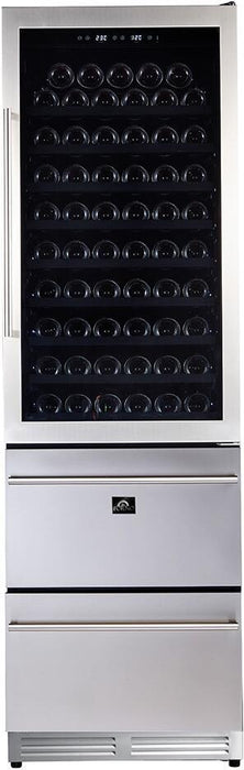 FORNO Appliance Package - 36 Inch Gas Range, Wall Mount Range Hood, Refrigerator, Microwave Drawer, Dishwasher, Wine Cooler, AP-FFSGS6244-36-W-9