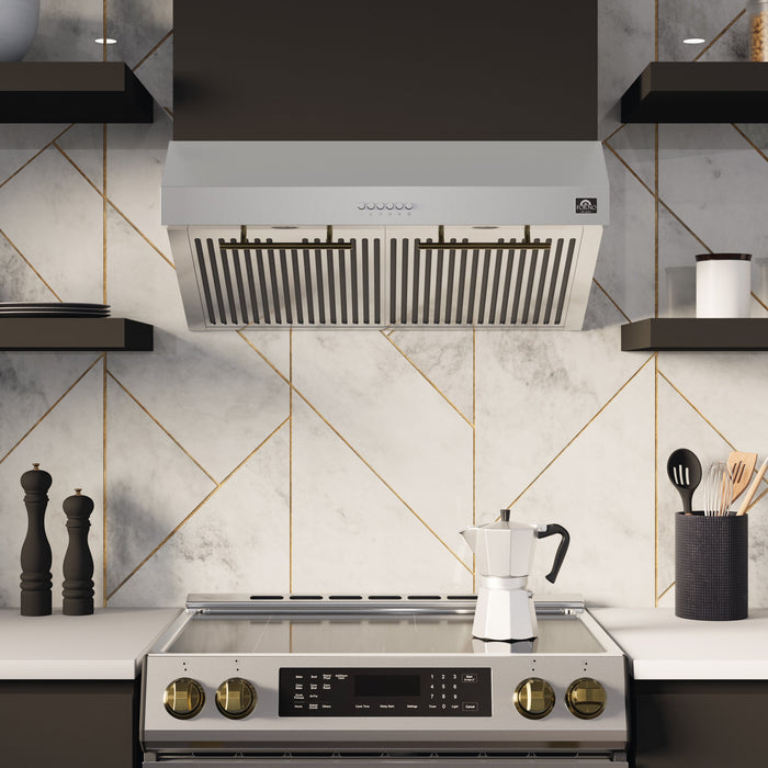 FORNO Espresso Package - 30" Gas Range and Under Cabinet Range Hood in Stainless Steel