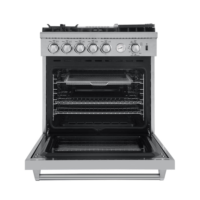 FORNO Appliance Package - 30" Gas Range, 30" Range Hood, AP-FFSGS6276-30-W