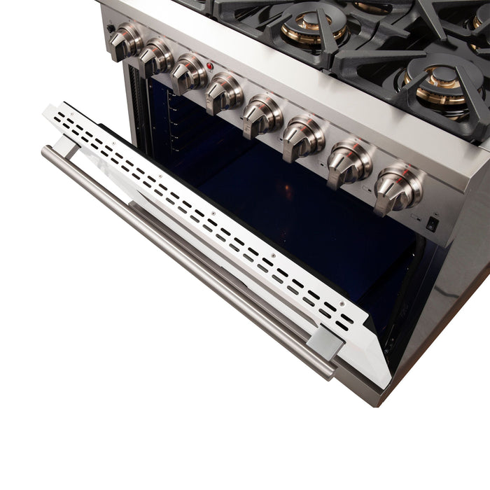 FORNO Capriasca 36" 5.36 cu. ft. Dual Fuel Range with 6 Italian Burners in White, FFSGS6187-36WHT