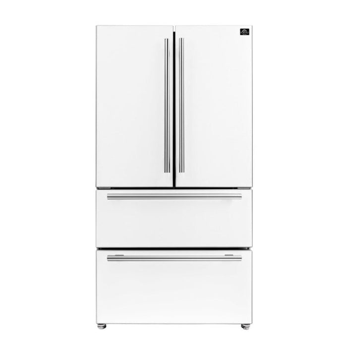 FORNO Espresso Package - 36" Refrigerator and Dishwasher in White with Silver Handles