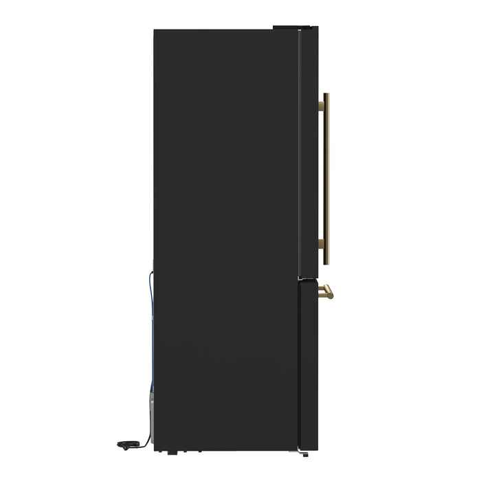 FORNO Espresso Milano 62" 34.4 cu. ft. Side-By-Side Refrigerator with Ice Maker in Black with Silver Accents, FFFFD1787-60BLK