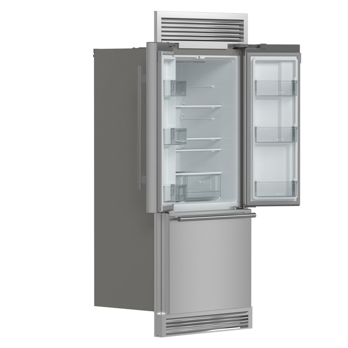 FORNO Gallipoli 34" 17.5 cu. ft. French Door Built-In Refrigerator in Stainless Steel with Ice Maker and Grill Trim Kit, FFFFD1974-35SG