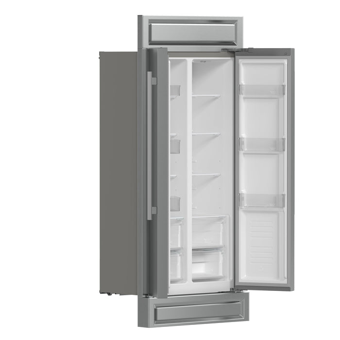 FORNO Salerno 37" 15.6 cu. ft. Side-by-Side Built-In Refrigerator in Stainless Steel and Modern Trim Kit, FFRBI1805-37MG