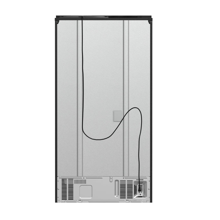 FORNO Espresso Moena 36" 19.2 cu. ft. Refrigerator with Ice Maker in Black with Antique Brass Handles, FFRBI1820-36BLK