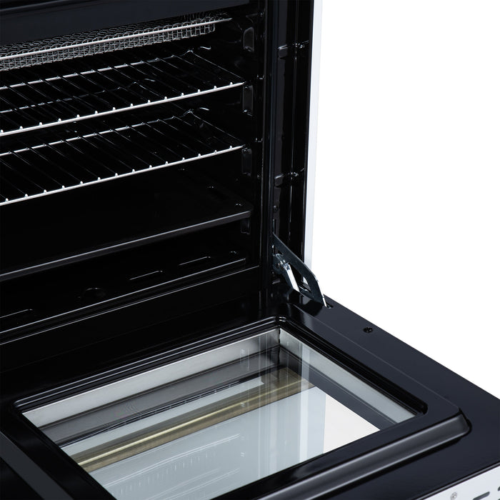 FORNO Breno 24" 2.3 cu.ft Freestanding Gas Range with 4 Sealed Burners and Air Fryer Kit in White with Antique Brass Accents, FFSGS6272-24WHT
