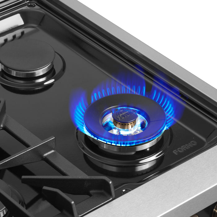 FORNO Galiano 36" 5.36 cu. ft. French Door Dual Fuel Range with 6 Sealed Burners in Black with Antique Brass Accents, FFSGS6356-36BLK