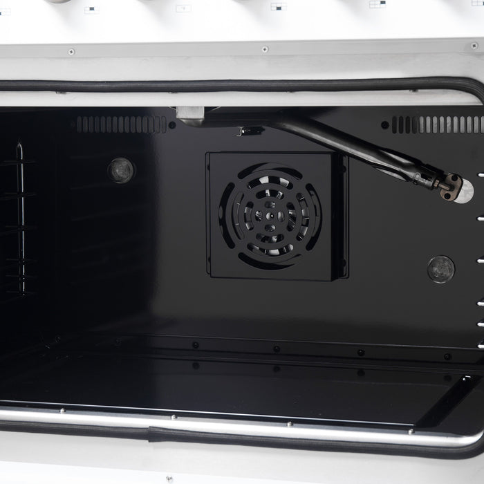 FORNO Galiano 36" 5.36 cu. ft. French Door Gas Range with 6 Sealed Burners in White with Antique Brass Accents, FFSGS6444-36WHT
