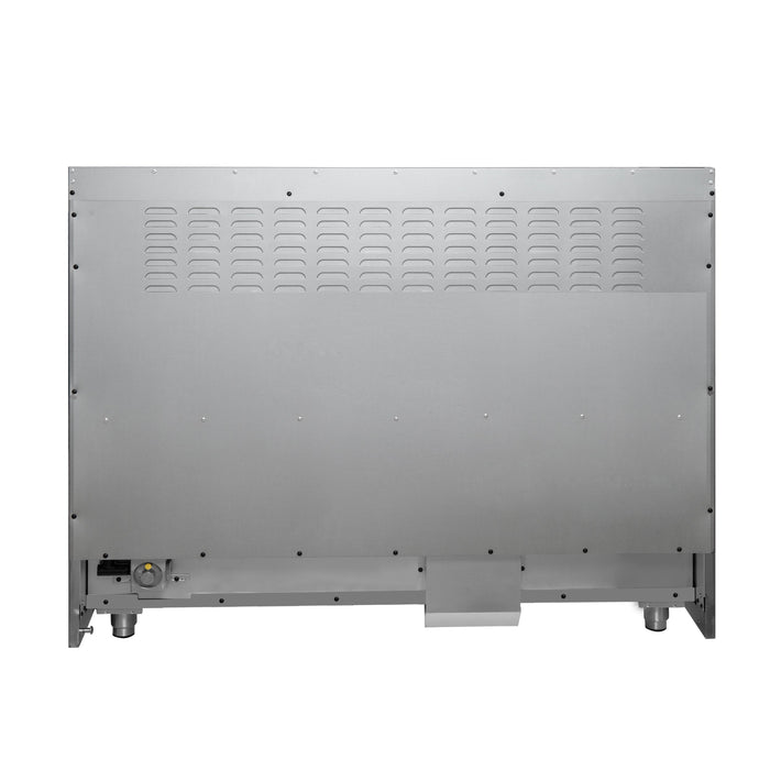 FORNO Galiano 48" 6.58 cu. ft. French Door Gas Range with 8 Sealed Burners and Griddle in White with Antique Brass Accents, FFSGS6444-48WHT
