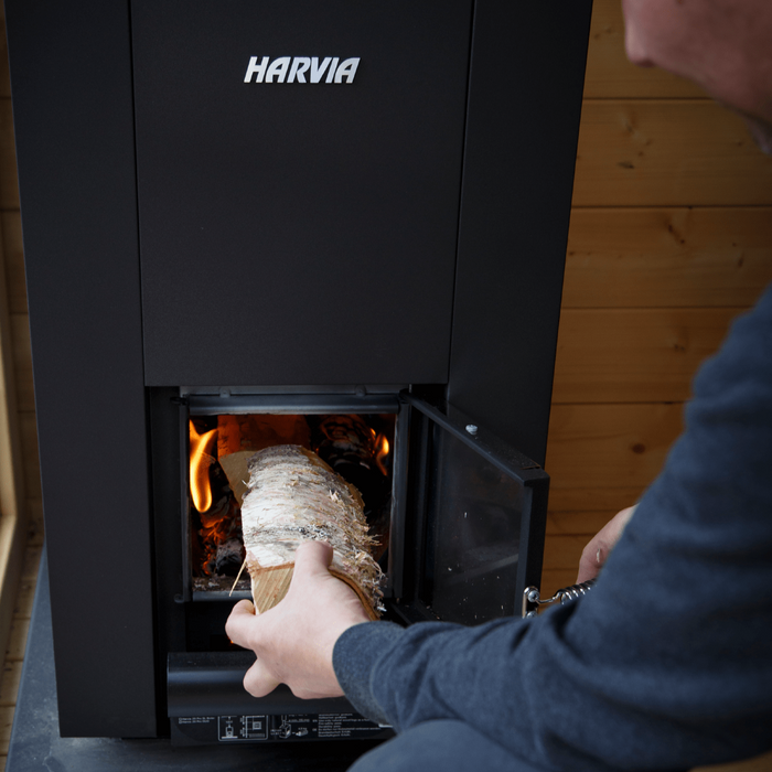 Harvia Linear 22 Greenflame ES Wood-Burning Sauna Stove w/ Water Tank
