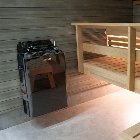 Harvia The Wall Series, 8kW, Black Stainless Steel Sauna Heater, 240V 1PH HSW8U1B