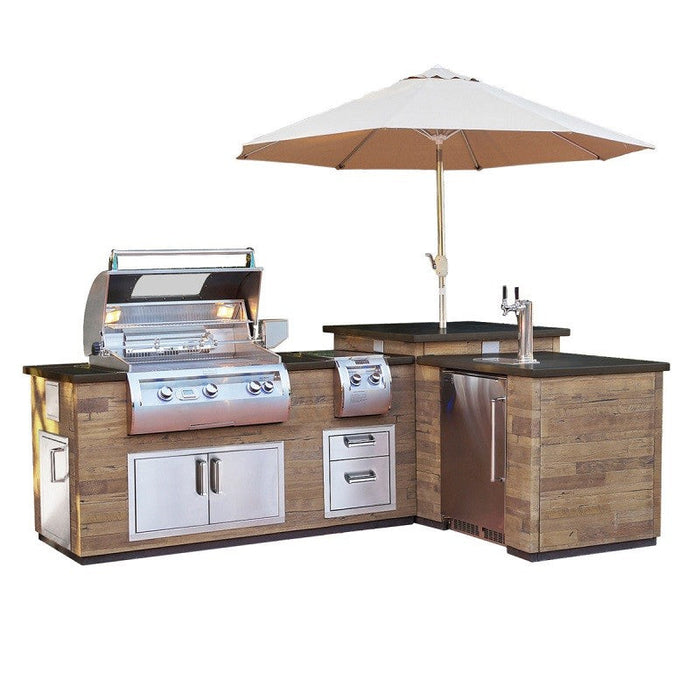 Fire Magic Grills IL660-FOD-116BA 116 Inch L-Shape Reclaimed Wood Island System, French Barrel Oak, Medium Pantry