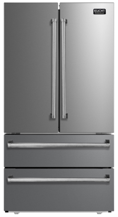 Kucht 36-Inch Counter Depth 22.5 cu. ft. French Door Refrigerator with Ice Maker in Stainless Steel (KR700i)