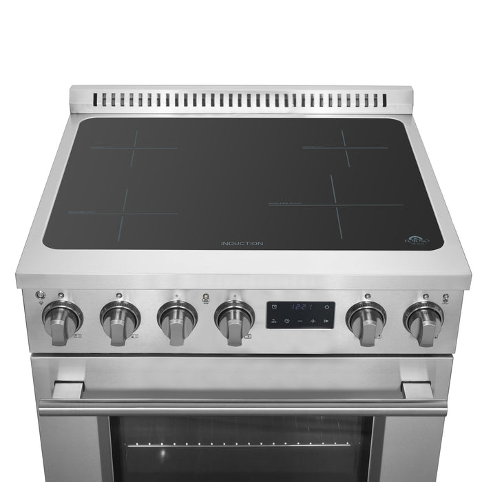 FORNO Torino 30" 4.32 cu. ft. Induction Range with True Convection, Air Fry and Sous Vide in Stainless Steel 240V, FFSIN0936-30