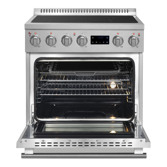FORNO Torino 30" 4.32 cu. ft. Induction Range with True Convection, Air Fry and Sous Vide in Stainless Steel 240V, FFSIN0936-30