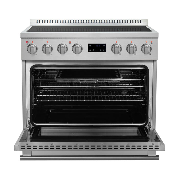 FORNO Torino 36" 5.36 cu. ft. Induction Range with True Convection, Air Fry and Sous Vide in Stainless Steel 240V, FFSIN0936-36