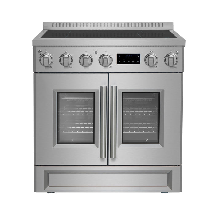 FORNO Torino 30" 4.32 cu. ft. French Door Induction Range with True Convection, Air Fry and Sous Vide in Stainless Steel 240V,  FFSIN0950-30