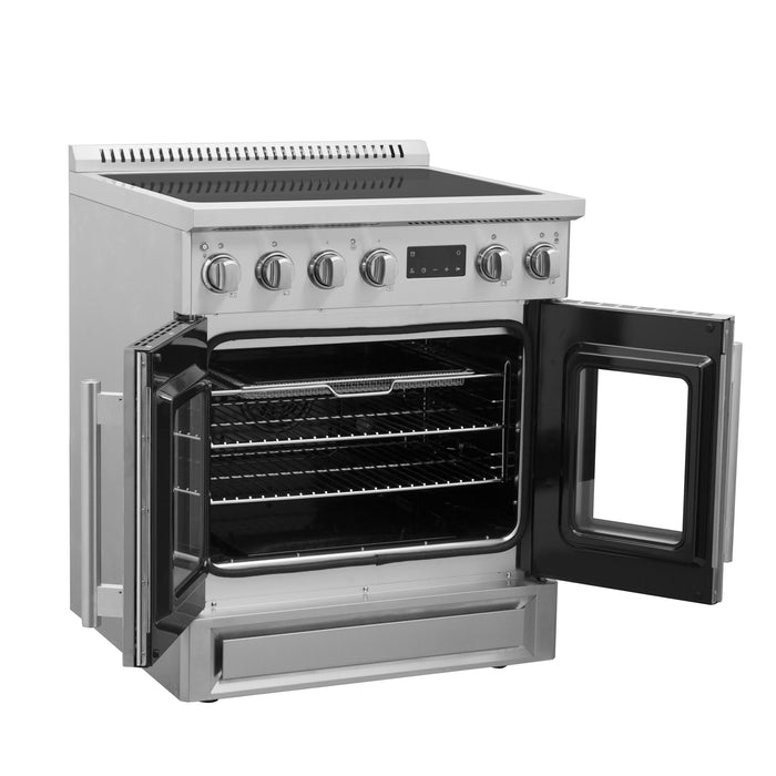 FORNO Torino 30" 4.32 cu. ft. French Door Induction Range with True Convection, Air Fry and Sous Vide in Stainless Steel 240V,  FFSIN0950-30