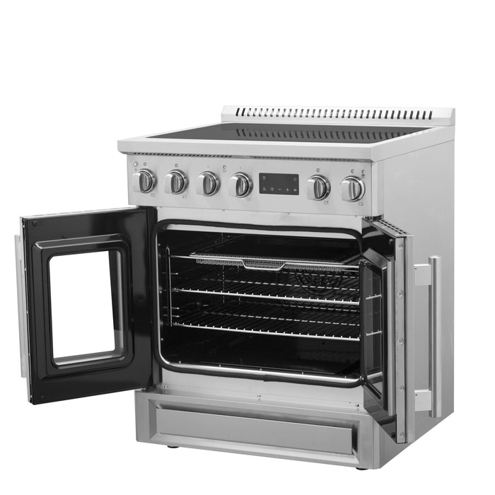 FORNO Torino 30" 4.32 cu. ft. French Door Induction Range with True Convection, Air Fry and Sous Vide in Stainless Steel 240V,  FFSIN0950-30