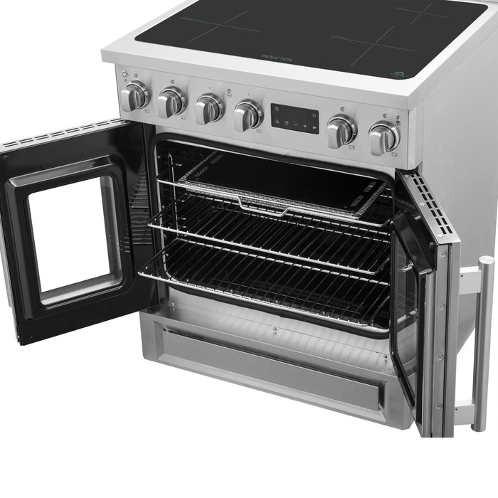 FORNO Torino 30" 4.32 cu. ft. French Door Induction Range with True Convection, Air Fry and Sous Vide in Stainless Steel 240V,  FFSIN0950-30