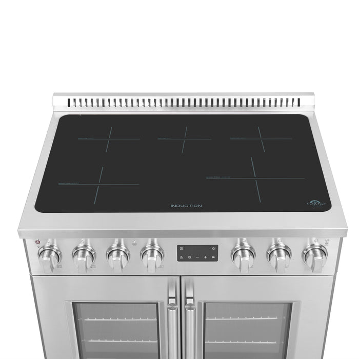 FORNO Torino 36" 5.36 cu. ft. French Door Induction Range with True Convection, Air Fry and Sous Vide in Stainless Steel 240V, FFSIN0950-36